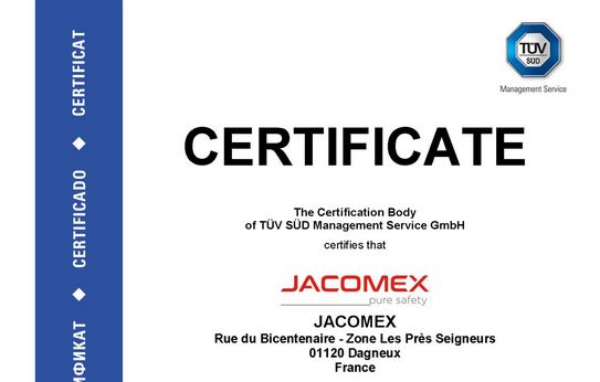 ISO 9001 Certificate – A Long-Standing Quality Commitment at JACOMEX ISO 9001 Certificate – A Long-Standing Quality Commitment at JACOMEX