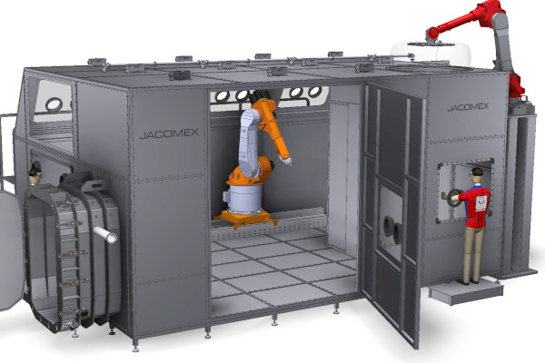 Sistema Glovebox di grande volume Jacomex a gas inerte in pressione positiva o negativa