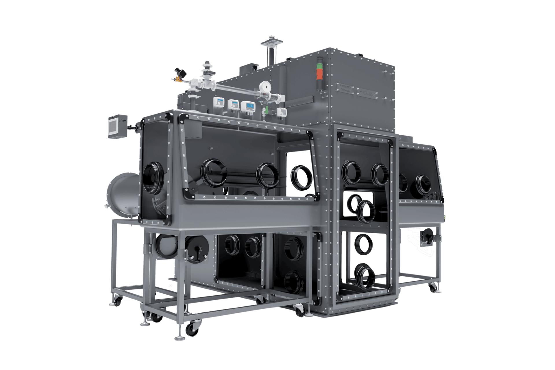 Gmega Sistema Glovebox di grande volume Jacomex a gas inerte in pressione positiva o negativa