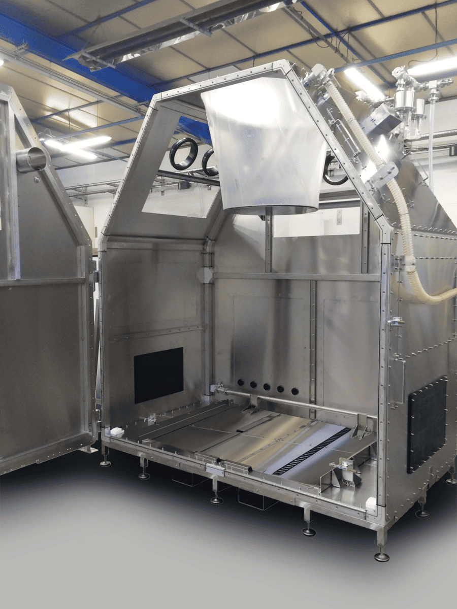 Sistema Glovebox di grande volume Jacomex a gas inerte in pressione positiva o negativa